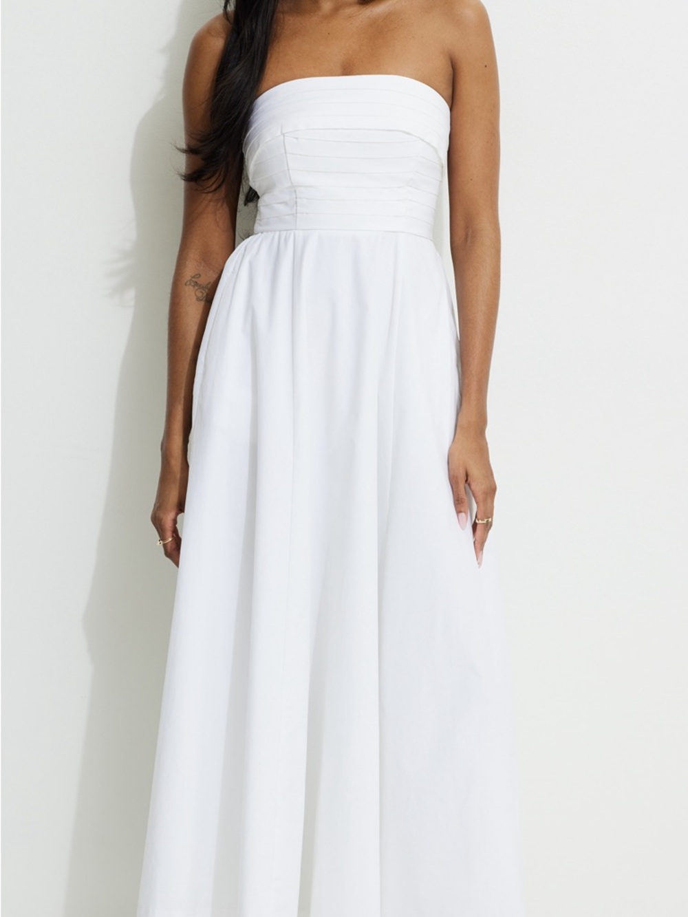 Dynamite Strapless White Midi Dress
